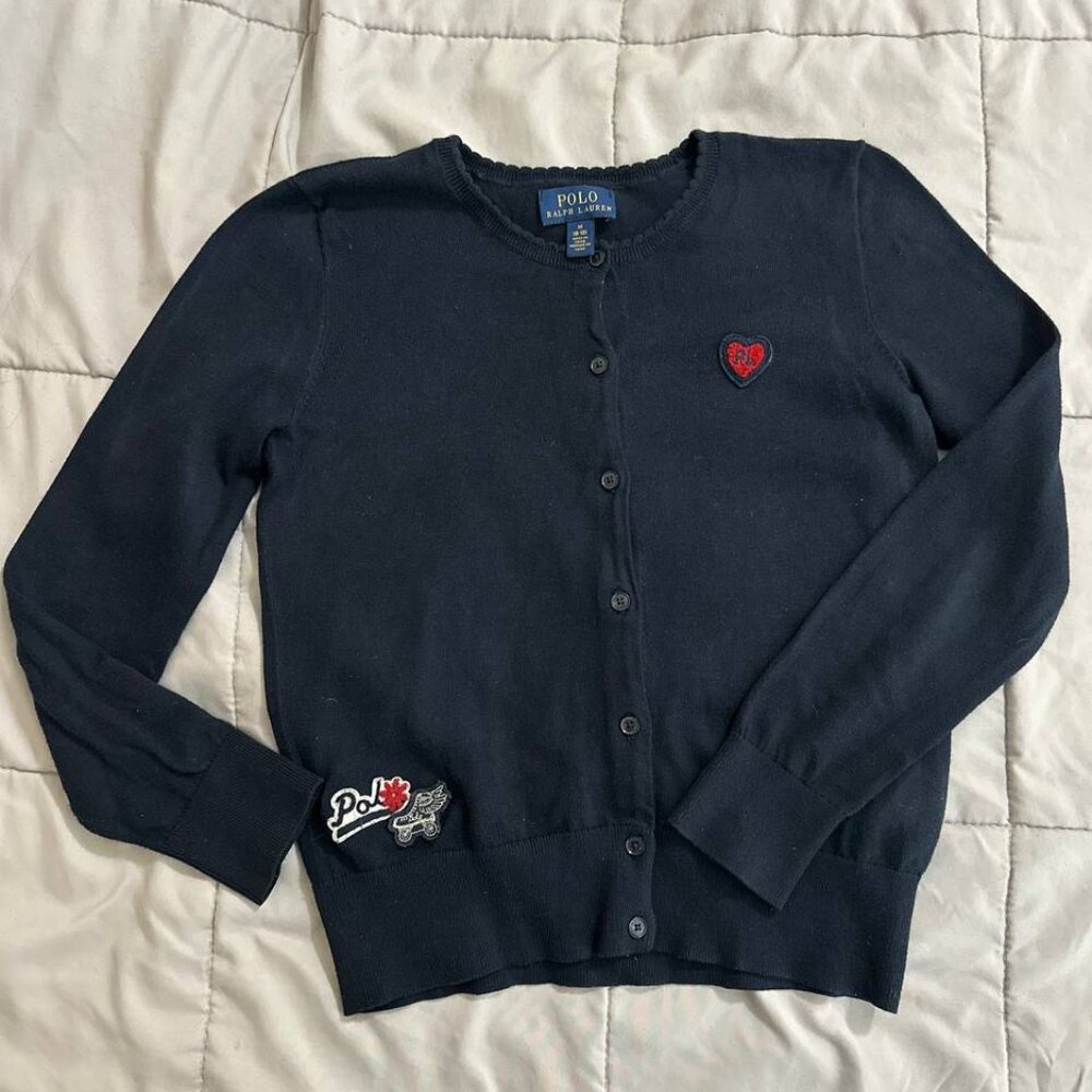 Girls Ralph Lauren Polo Cardigan Black Sparkle Sweater 8-10 years M - Picture 1 of 3